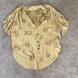 Mustard yellow safari button down blouse